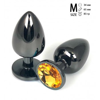 Анальная пробка металл, оранжевый кристалл M Black