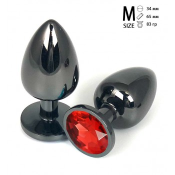 Анальная пробка металл, красный кристалл M Black
