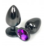 Анальная пробка  металл, фиолетовый кристалл S,Black