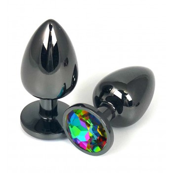 Анальная пробка  металл, разноцветный кристалл S,Black
