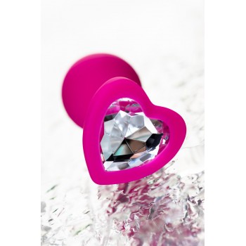 Анальная втулка Diamond Heart силикон, розовая, 7 см, Ø 2 см
