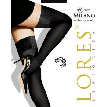 Чулки женские модель Milano 60 den торговой марки Lores чёрные 1/2 Nero 