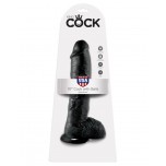 Фаллоимитатор-гигант на присоске с мошонкой черный King Cock 10" Cock MADE IN USA 