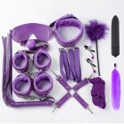 БДСМ Набор из 12 предметов фиолетовый кожзам ( в комплекте с вибропулей и хвостом! )