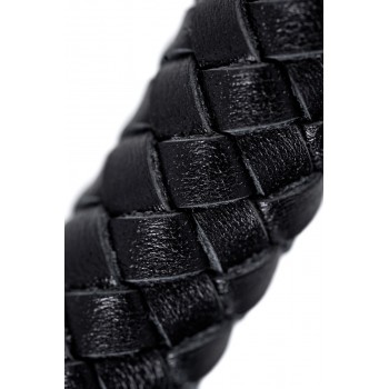 Кнут плетеный BDSM, натуральная кожа, черный, 75 см