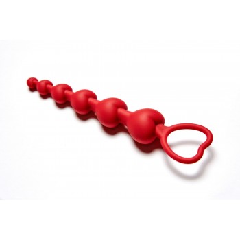 Анальная цепочка Love Beam, диаметр до 3,2 см, длина 19 , цвет бордовый, силикон