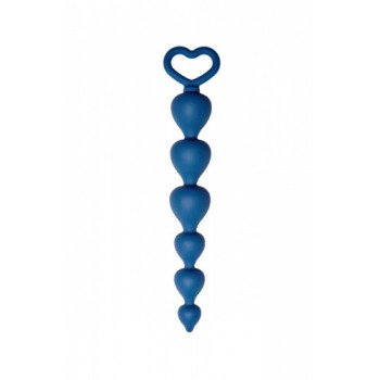 Анальная цепочка Heart Ray диаметр до 2,5 см, длина 17,5 см , цвет кобальт, силикон