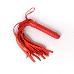 Плеть "ракета А" красная, с рукоятью из латекса, с хвостами из кожи, общей длиной 50 см 
