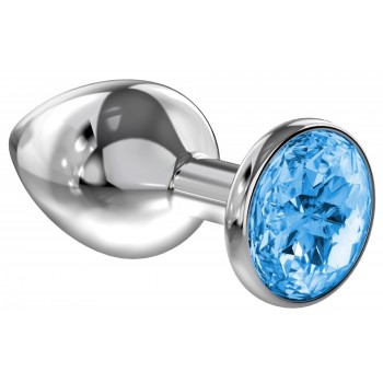 Анальная пробка d=3,3 см Diamond Light blue Sparkle Large