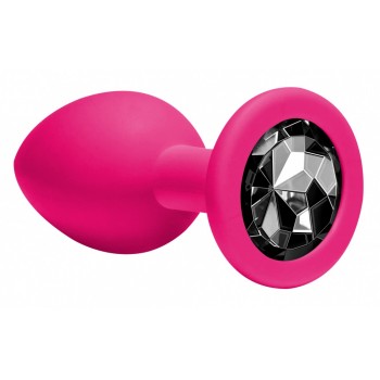 Анальная пробка d=3,3 см Emotions Cutie Medium Pink black crystal 