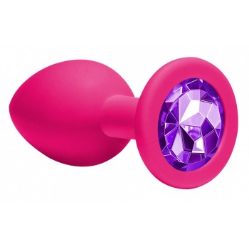 Анальная пробка d=3,3 см Emotions Cutie Medium Pink dark purple crystal 