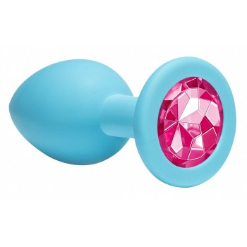  Анальная пробка d=3,3 см Emotions Cutie Medium Turquoise pink crystal 