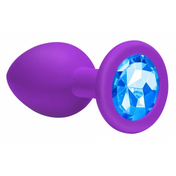 Анальная пробка d=3,3 см Emotions Cutie Medium Purple light blue crystal 